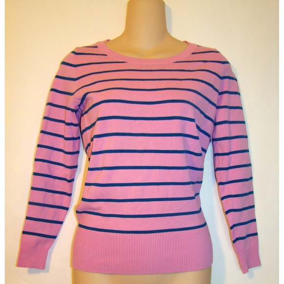 NEW J. Crew Womens Size XS Pink Green Striped 3/4 Sleeve Top Sweater A123 - Picture 7 of 7